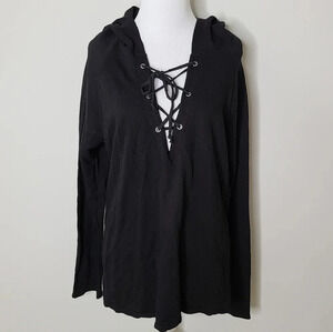 NWT Project Social T Black Hooded Long Sleeve Tee S